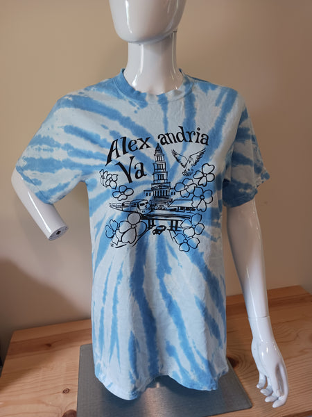 Blue Tie-Dyed Alexandria Temple T-Shirt - XL size