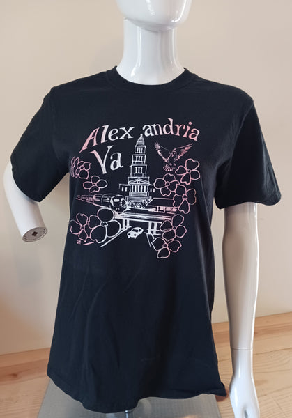 Black Alexandria Temple Flowers T-Shirt