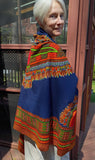 African Print Shawl - Blue Fabric