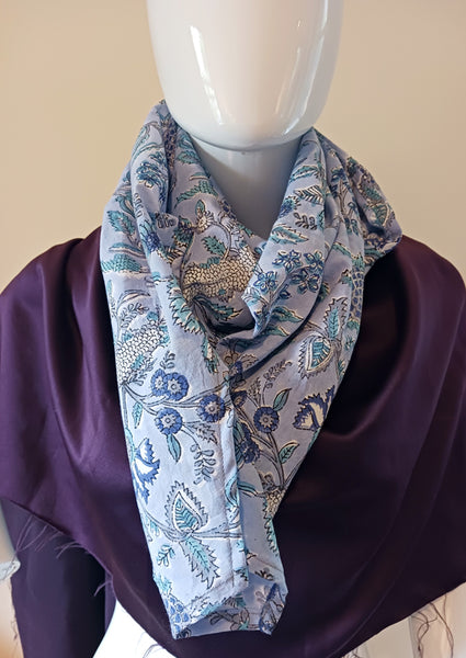 Blue Floral Scarf - light cotton