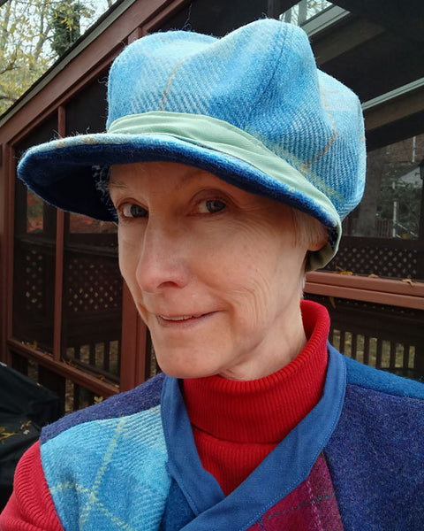 Blue Harris Tweed Baker Boy Cap