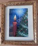 Framed Christmas Scene Painting in gouache (watercolor)