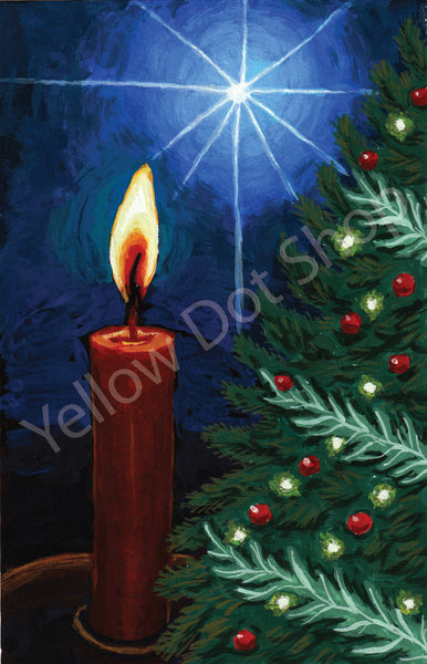 Christmas Scene Painting in gouache (watercolor)