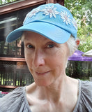 Blue Baseball Cap with Daisies