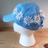 Blue Baseball Cap with Daisies