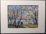 Fishing in January on the Potomac River - Painting