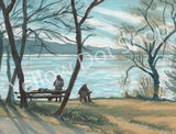 Fishing in January on the Potomac River - Painting