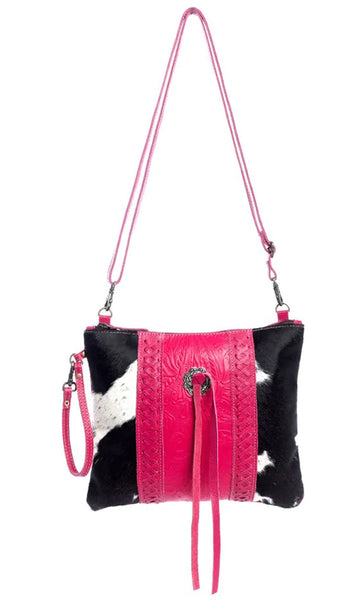 Pima Mesa Pink Purse, Black White Hair-On