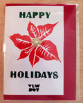 Poinsettia Holiday Card - hand printed