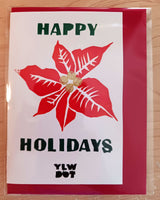 Poinsettia Holiday Card - hand printed