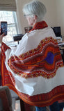 African Print White Shawl - Fabric - Cloth