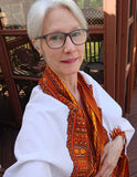 African Print White Shawl - Fabric - Cloth