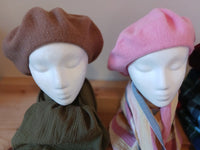 wool beret womens, pink beret, tan beret